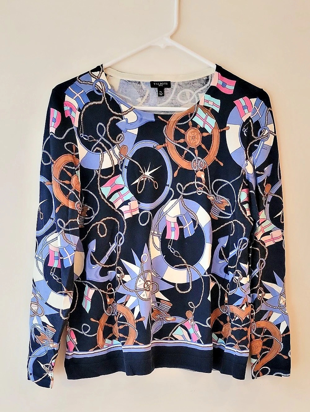 Talbots Anchor Motif Crewneck Sweater - Size Mp